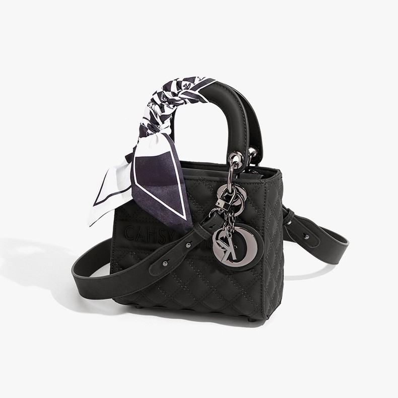 Structured Handbag Top Handle - Genuine Leather Quilted Top Handle Bag