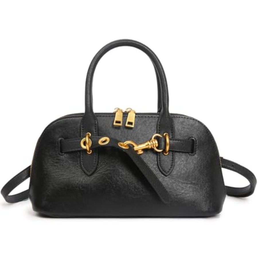 Genuine Leather Satchel Crossb - Structured Handbag Top Handle 评论和价格