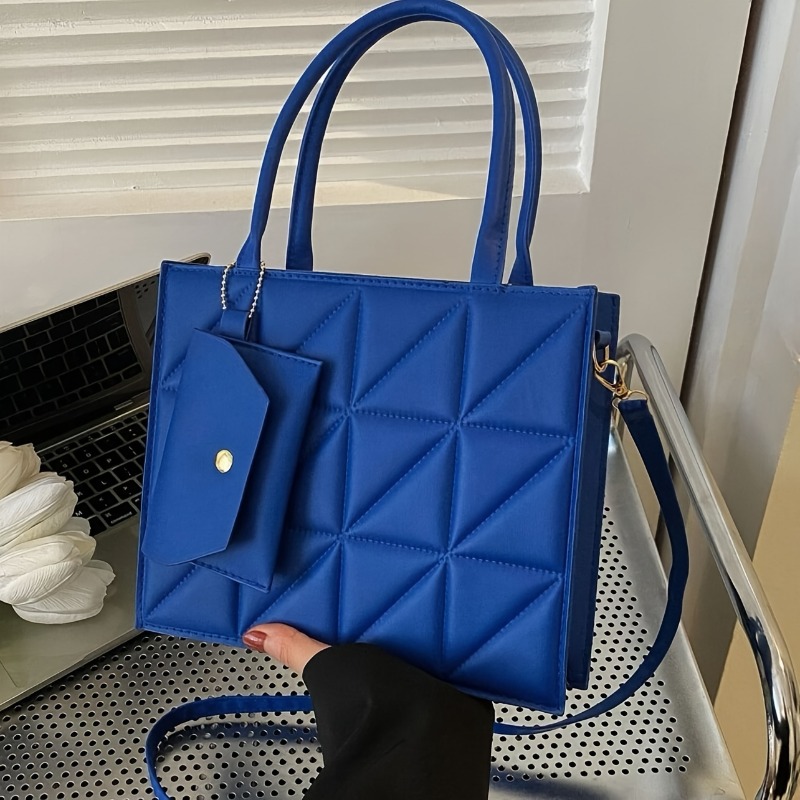 Stylish Quilted Tote Bag, Stru - Structured Handbag Top Handle 评论和价格