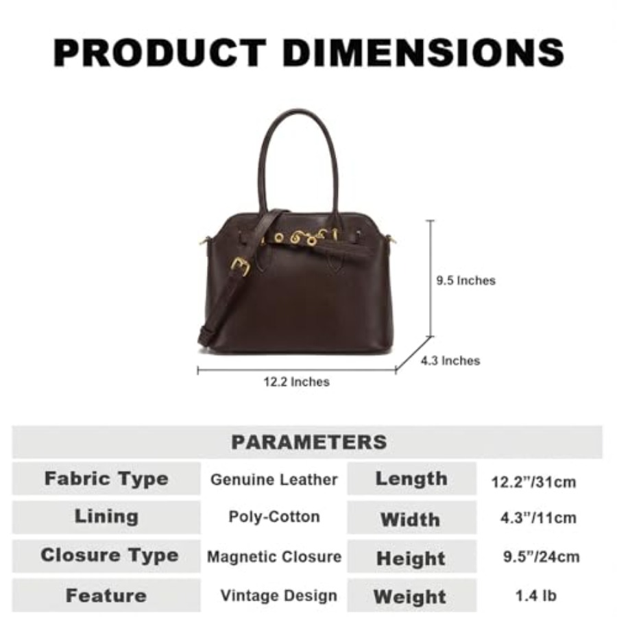 Genuine Leather Satchel Crossb - Structured Handbag Top Handle 评论和价格