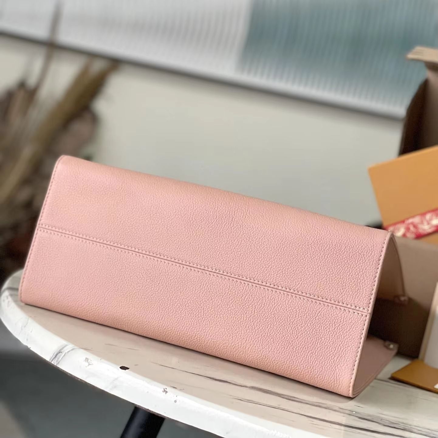 Blush pink granular leather st - Structured Handbag Top Handle 评论和价格