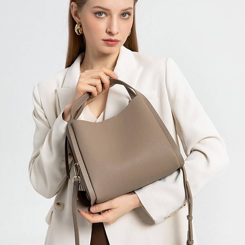 BURMINSA Genuine Pebbled Leath - Structured Handbag Top Handle 评论和价格